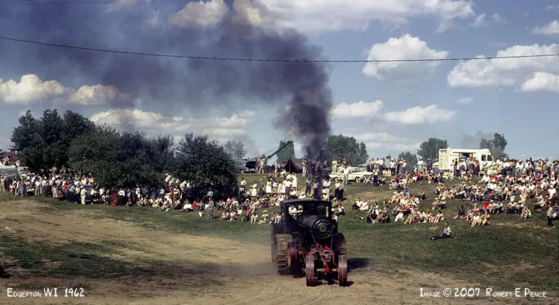 Rock River Thresheree Large Tractor With Black Smoke Rock River Thresheree Large Tractor With Black Smoke