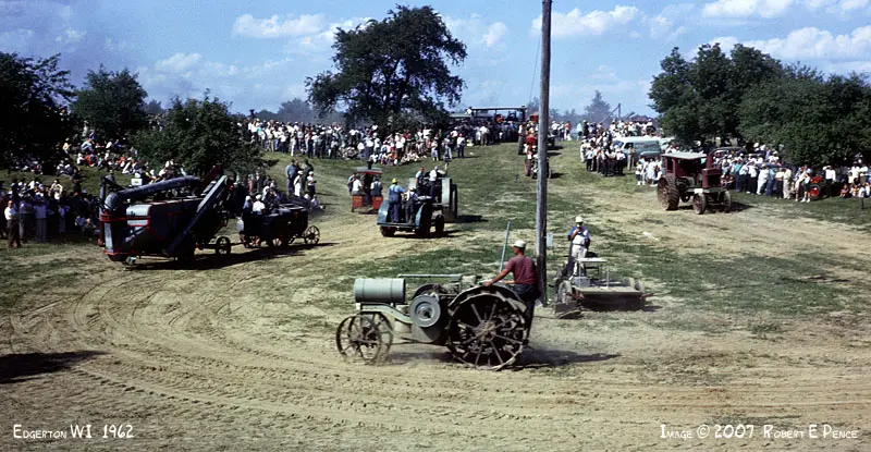 Rock River Thresheree Many Machines on Path vintage Rock River Thresheree Many Machines on Path vintage