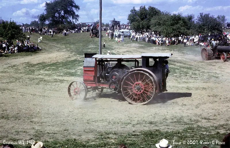 Rock River Thresheree Vintage Red Tractor On Path Rock River Thresheree Vintage Red Tractor On Path